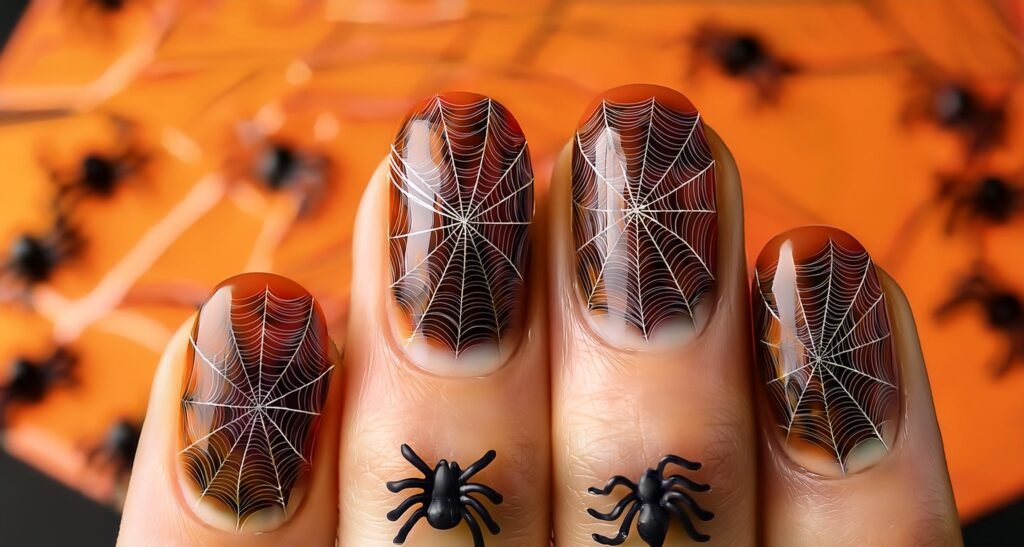 Spiders and Spider Webs Nail Design