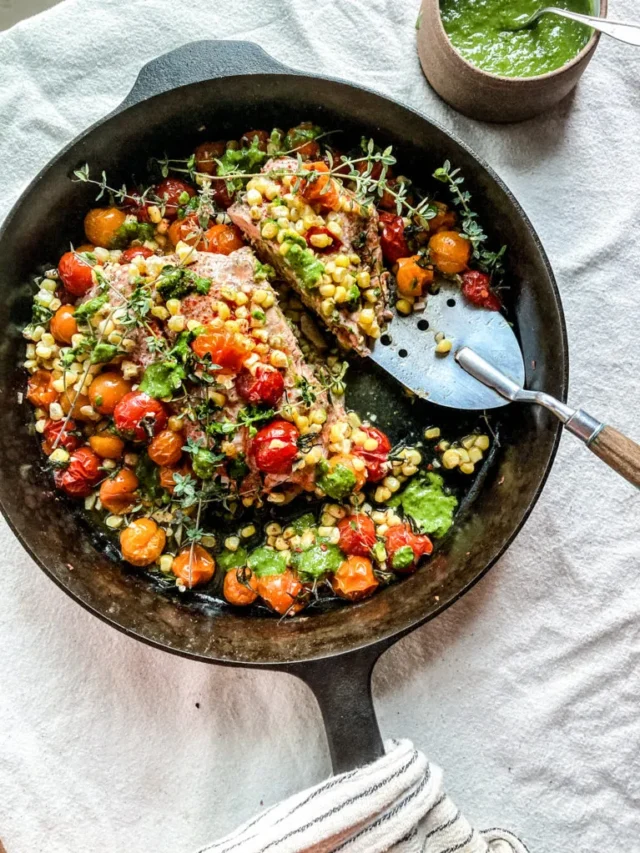 Easy Recipe For Sweet Corn And Tomato Salad With Delicious Salmon