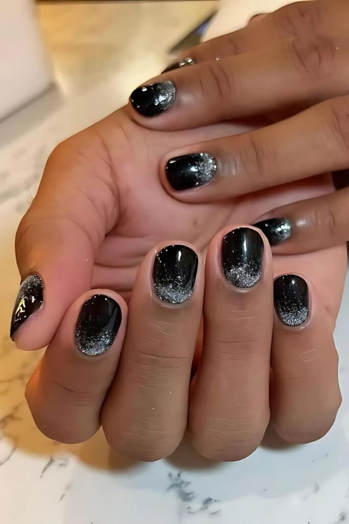 Black Glitter Ombré Nails