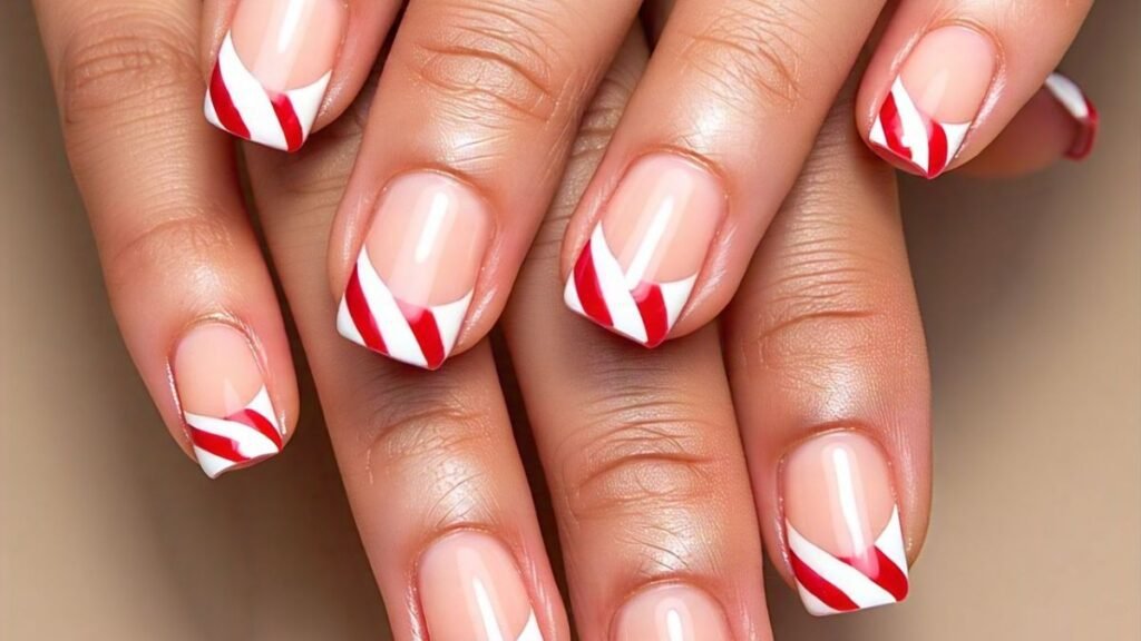 9 Candy Cane French Manicure